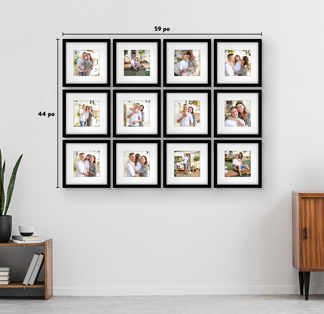 8 x 8 po noir - Ensemble de 12