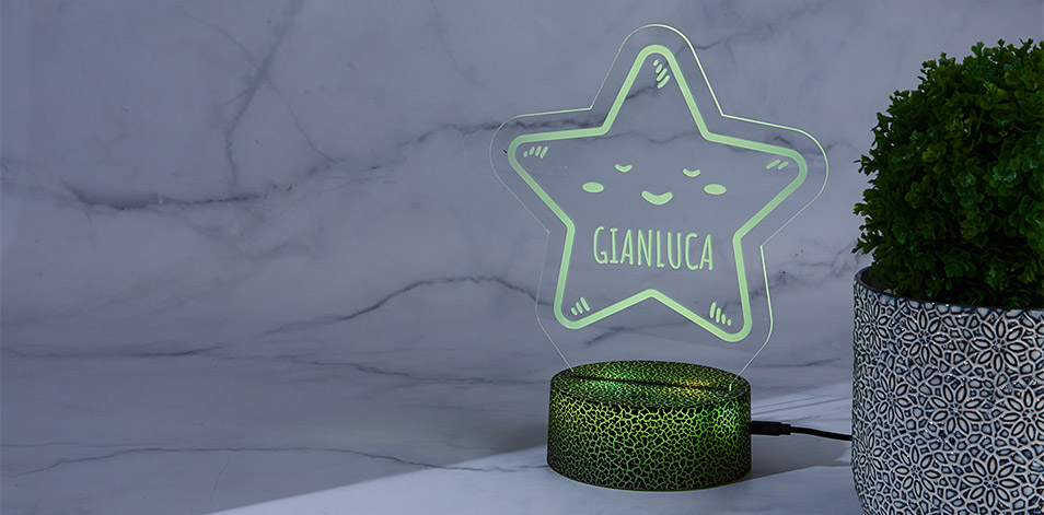 Panneau à DEL personnalisé noir craquelé - Étoile