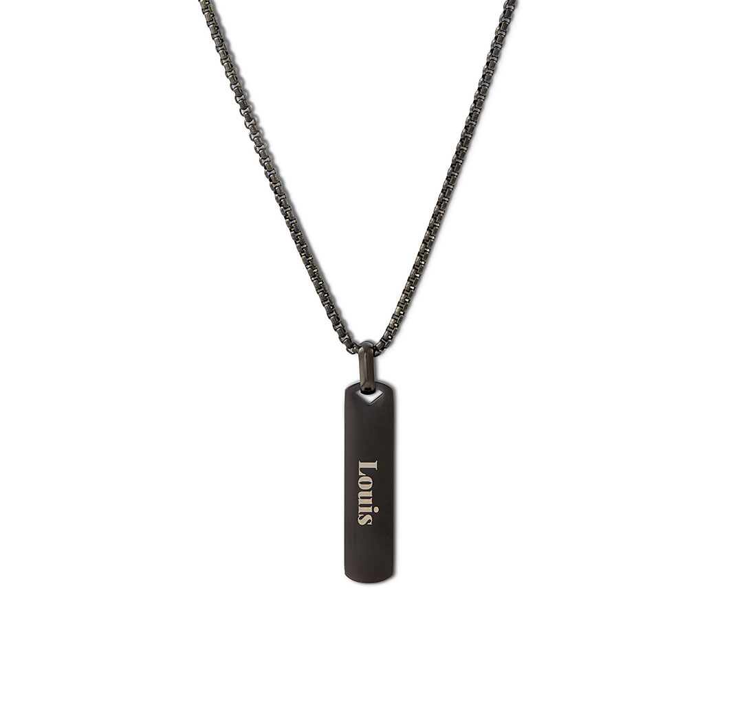 Tag Pendant Necklace - Black Colour