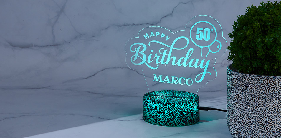 Personalized Cracked Black LED Sign - Happy Birthday