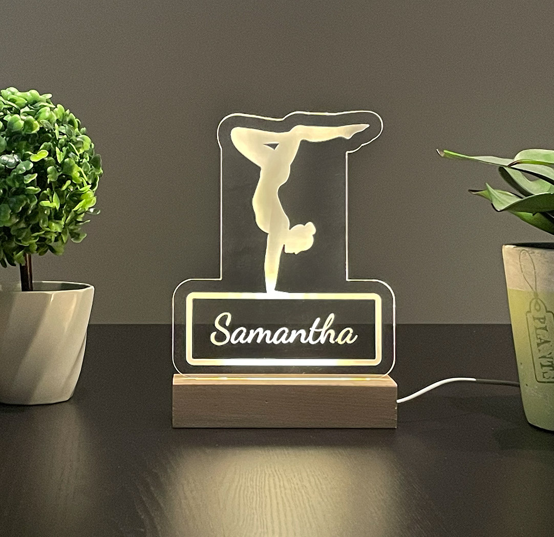 Panneau long à DEL personnalisé en bois - Yoga