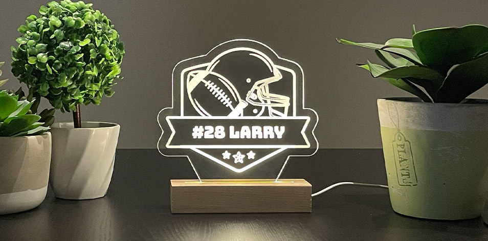 Panneau long à DEL personnalisé en bois - Football