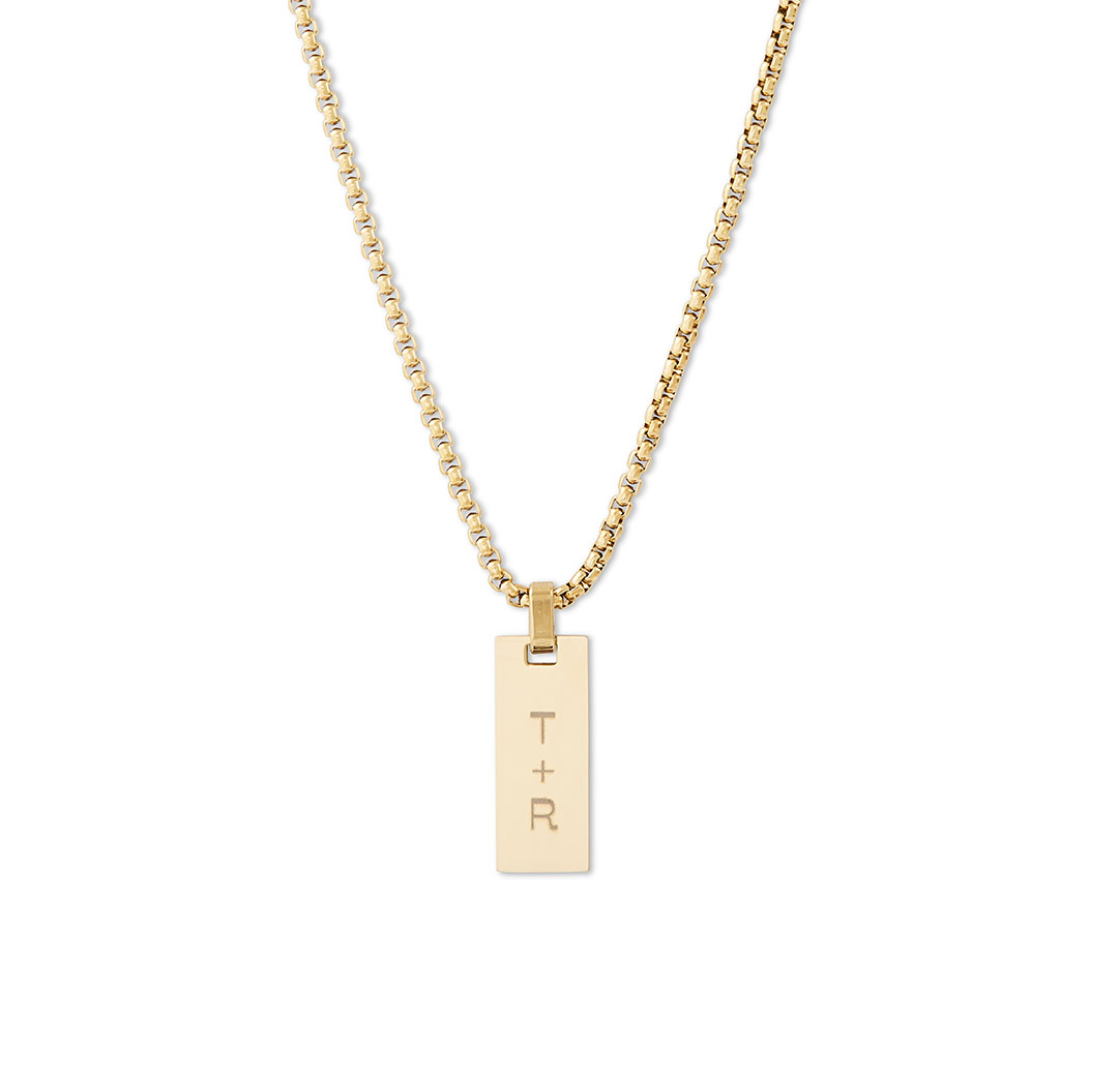 Rectangular Pendant Necklace - Gold Colour