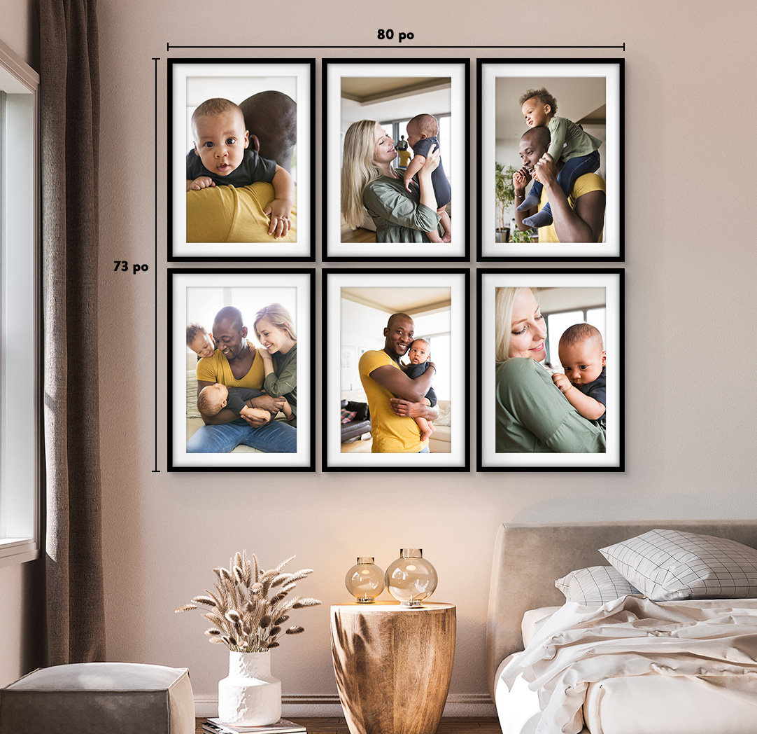 20 x 30 po noir - Ensemble de 6