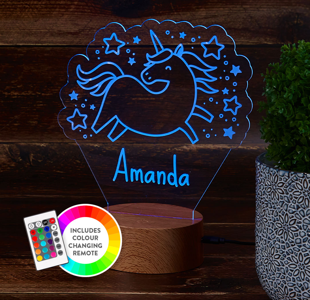 Personalized Wood LED Sign - Unicorn