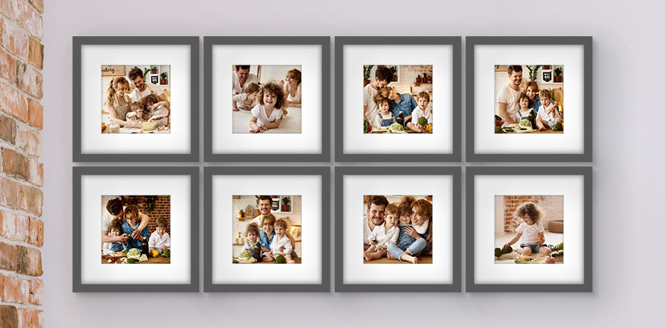 12 x 12 po gris - Ensemble de 8