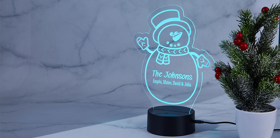 Personalized Black LED Sign - Snowman