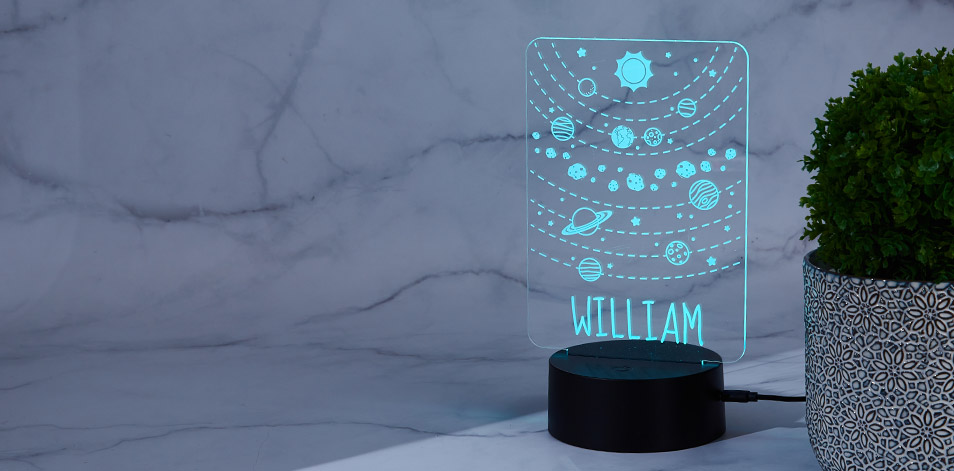 Personalized Black LED Sign – Planets