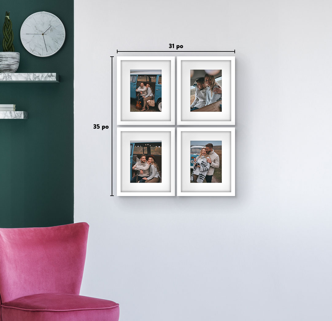 8 x 10 po blanc - Ensemble de 4