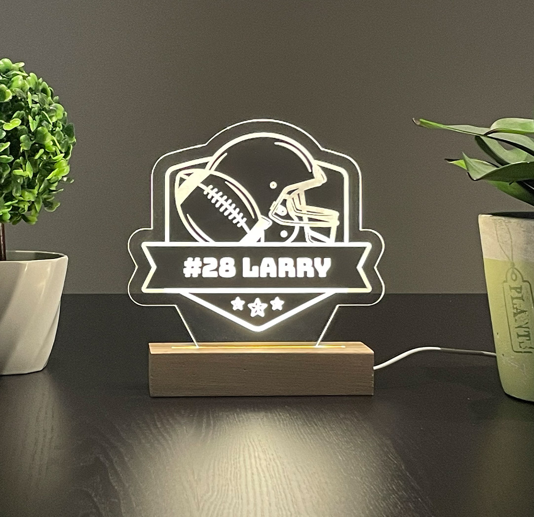 Panneau long à DEL personnalisé en bois - Football