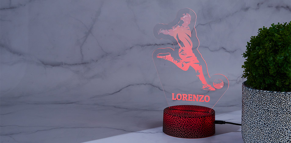 Personalized Cracked Black LED Sign - Soccer Player