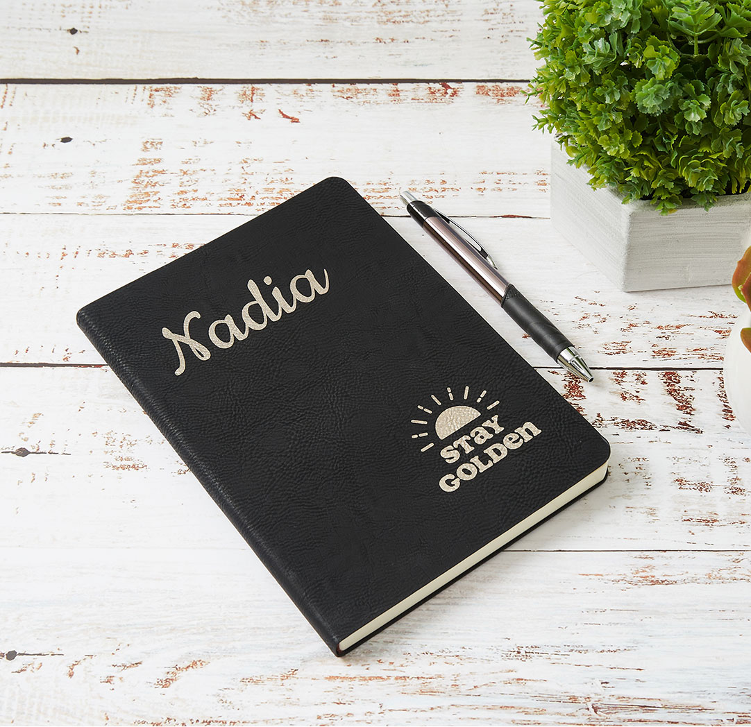 Personalized Black Leather Notebook