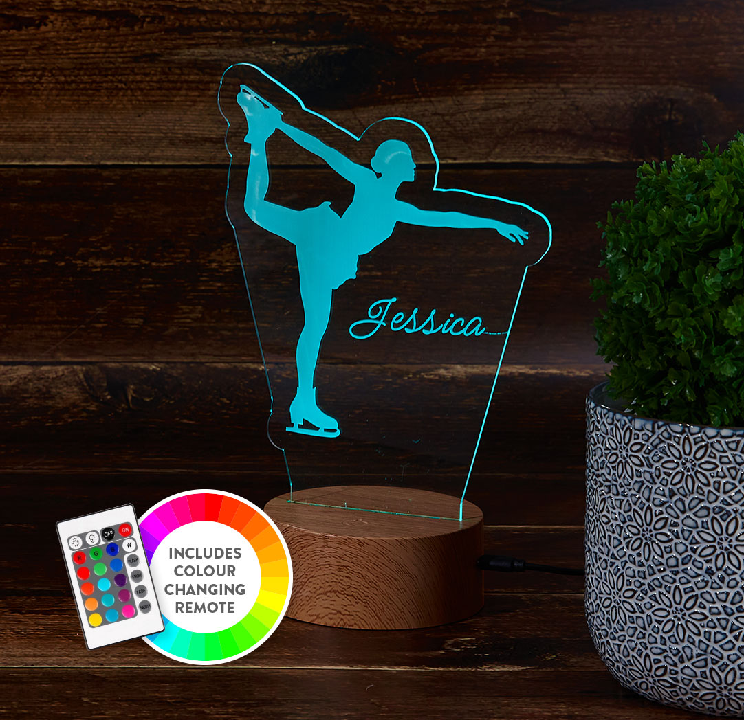 Personalized Wood LED Sign - Ice Skater