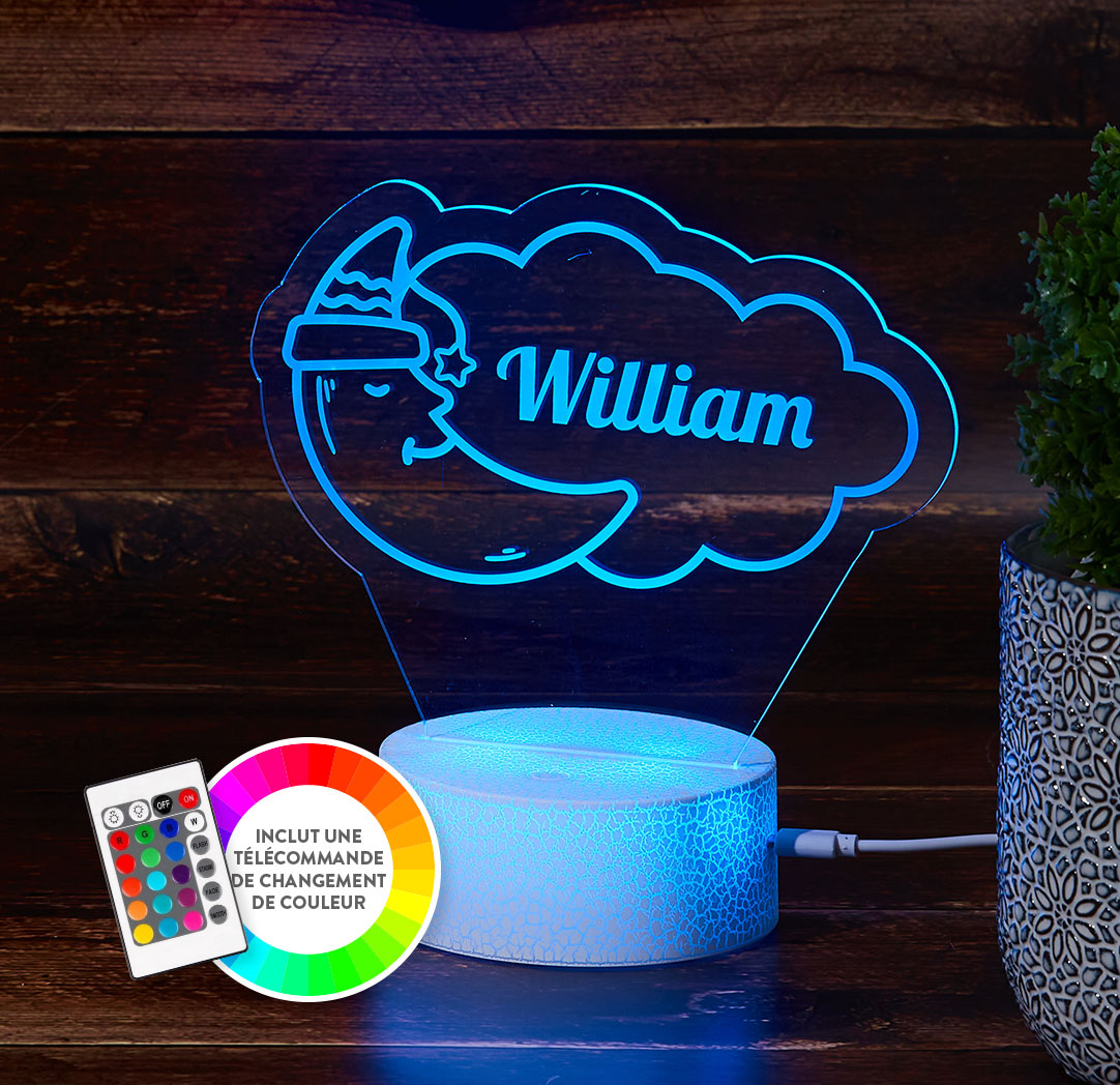 Panneau à DEL personnalisé blanc craquelé - Lune