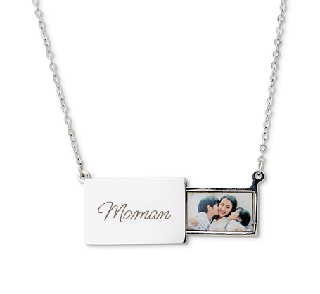 Collier avec pendentif photo escamotable - couleur argent