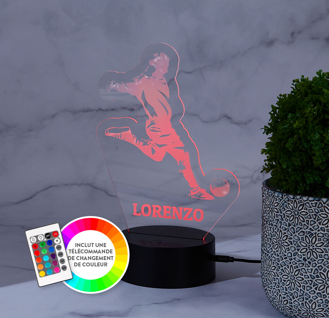 Panneau à DEL personnalisé noir - Joueur de soccer