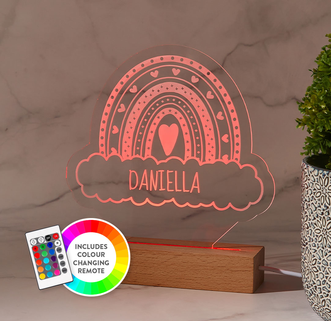 Personalized Wide Wood LED Sign Rainbow Walmart Photo Centre