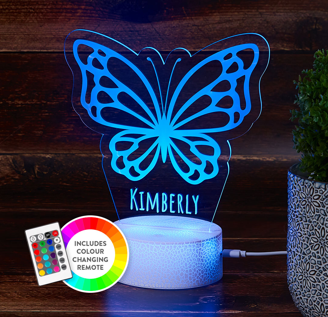 Personalized Cracked White LED Sign - Butterfly