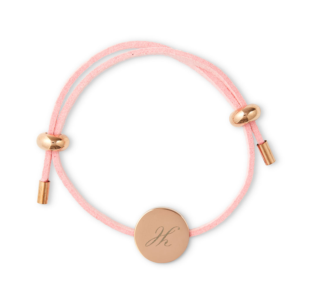 Bracelet en suédine ajustable - rose et or rose