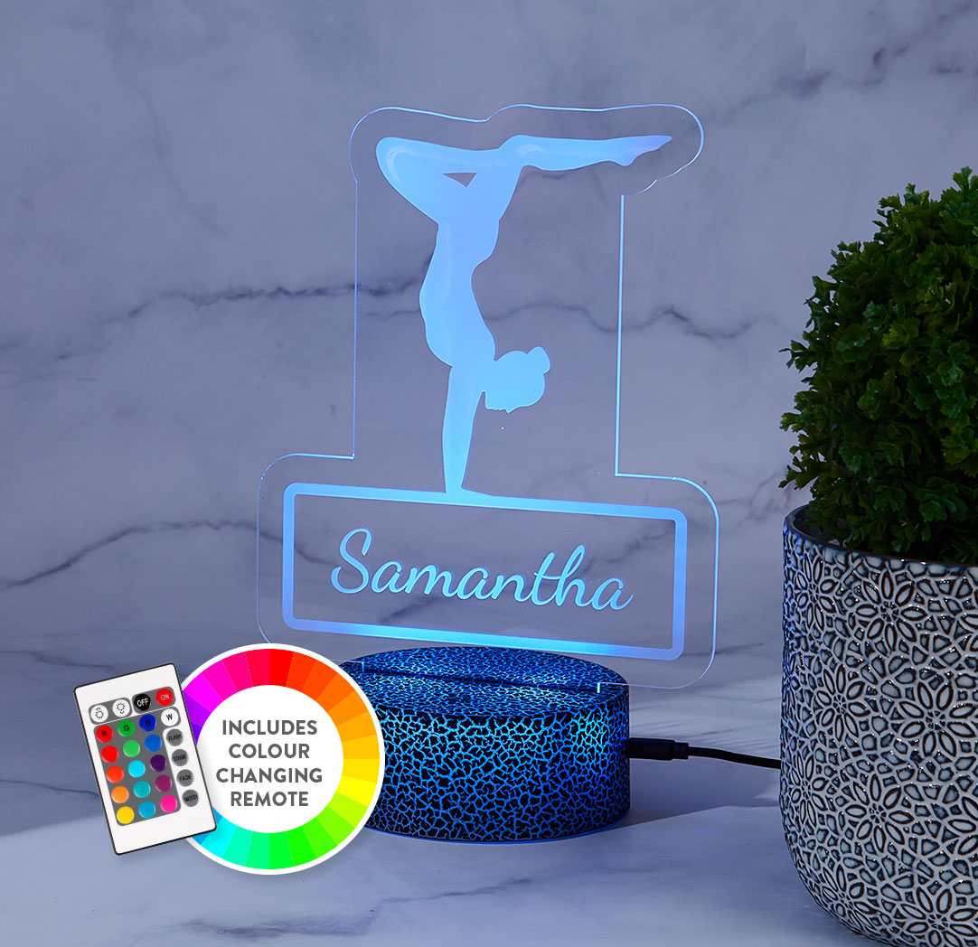 Personalized Cracked Black LED Sign - Yoga Pose