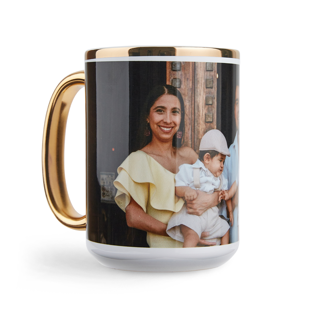 Tasse dorée de 15 oz avec photo