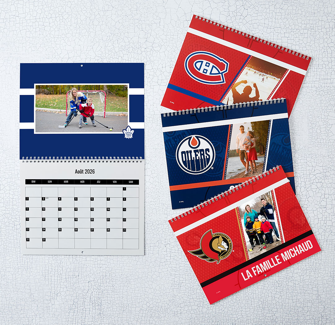 Calendrier mural de la LNH de 9 x 12 po