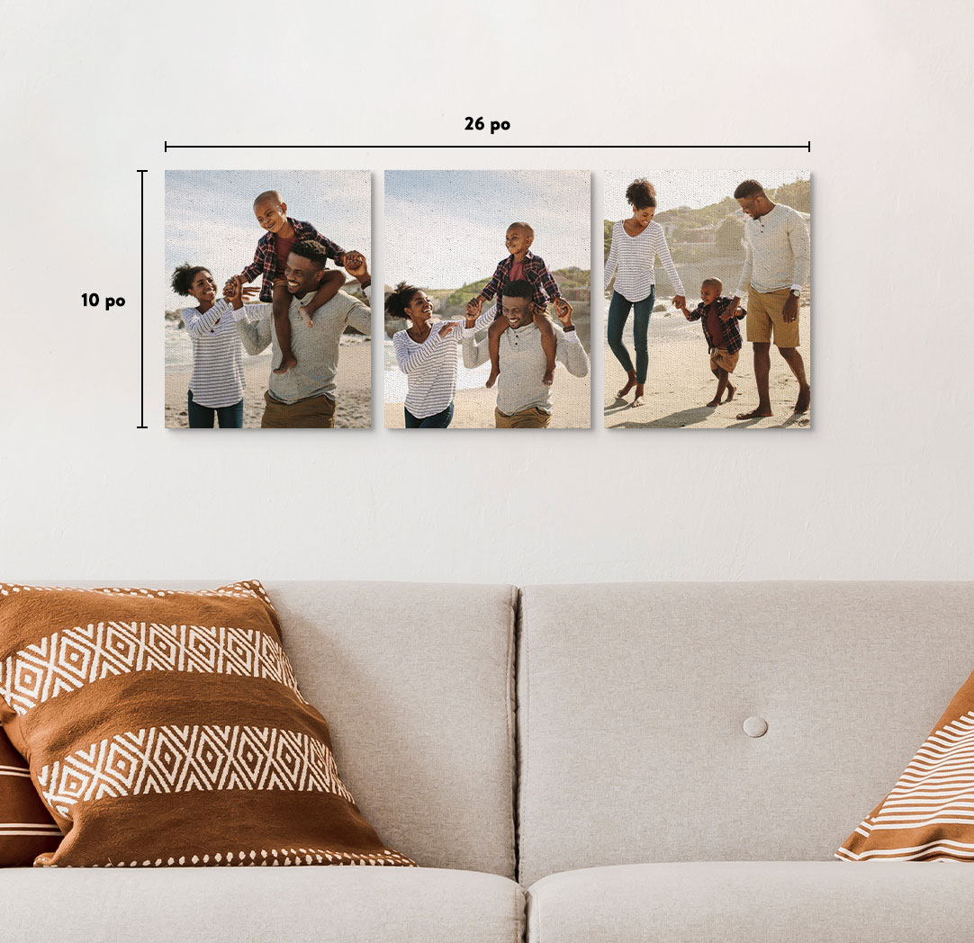 Photos sur toile économiques de 8 x 10 po  - Ensemble de 3