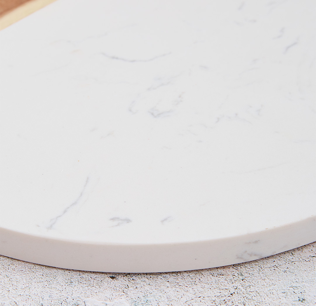 Personalized Round Wood & Marble Cutting Board