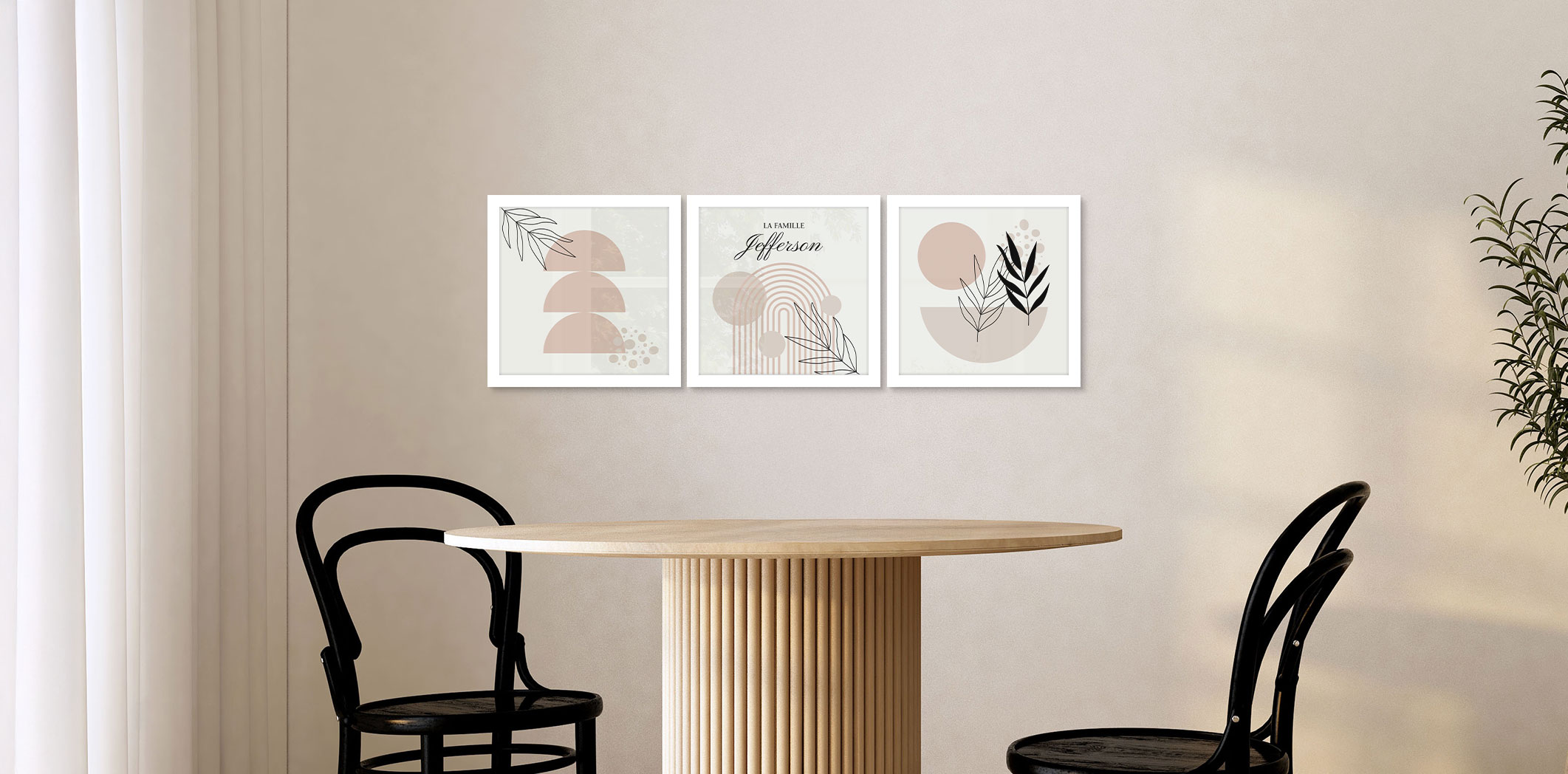 Ensemble de 3 - thématique de 12 x 12 po, cadres blancs