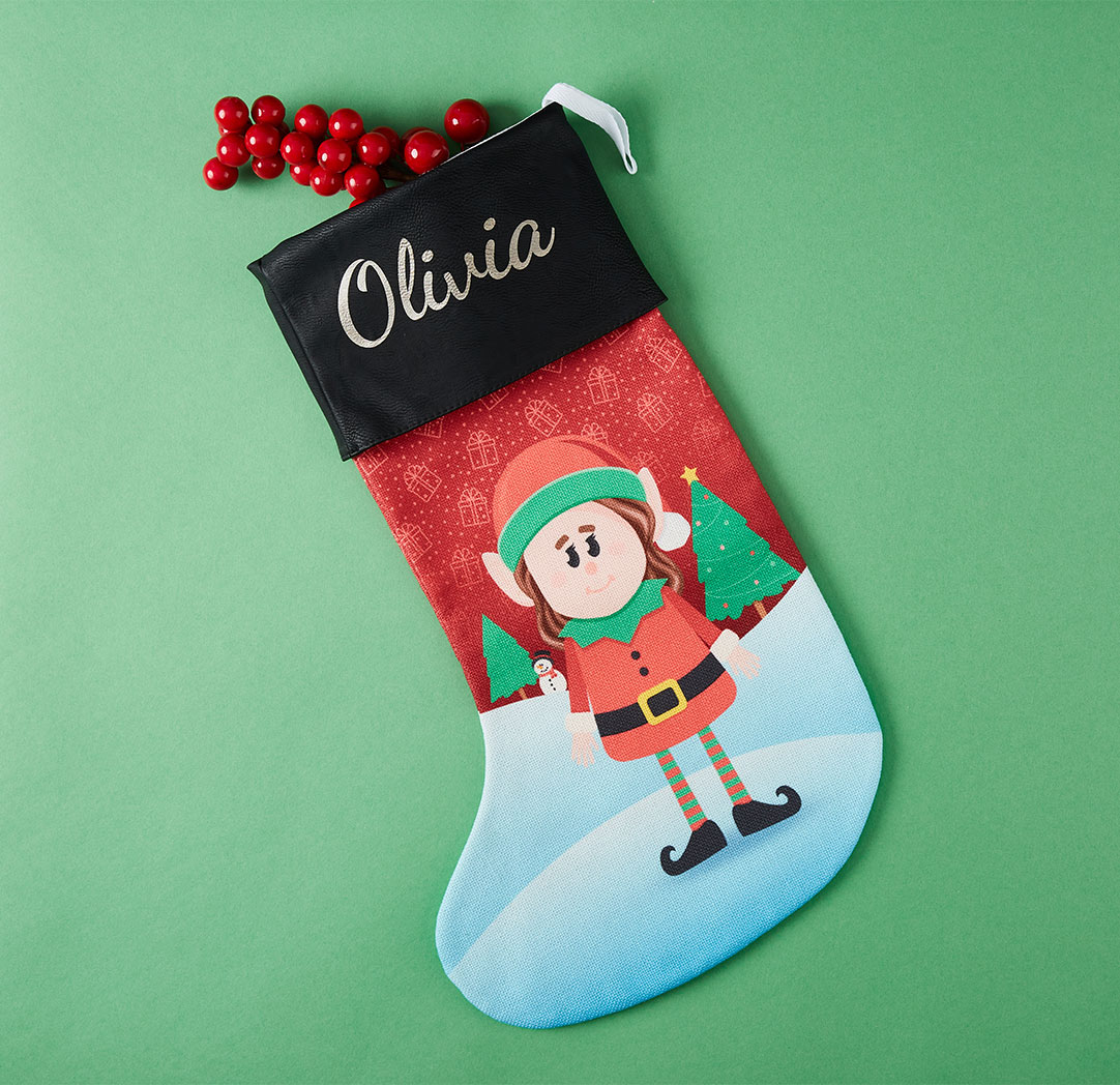 Personalized Stocking - Girl Elf
