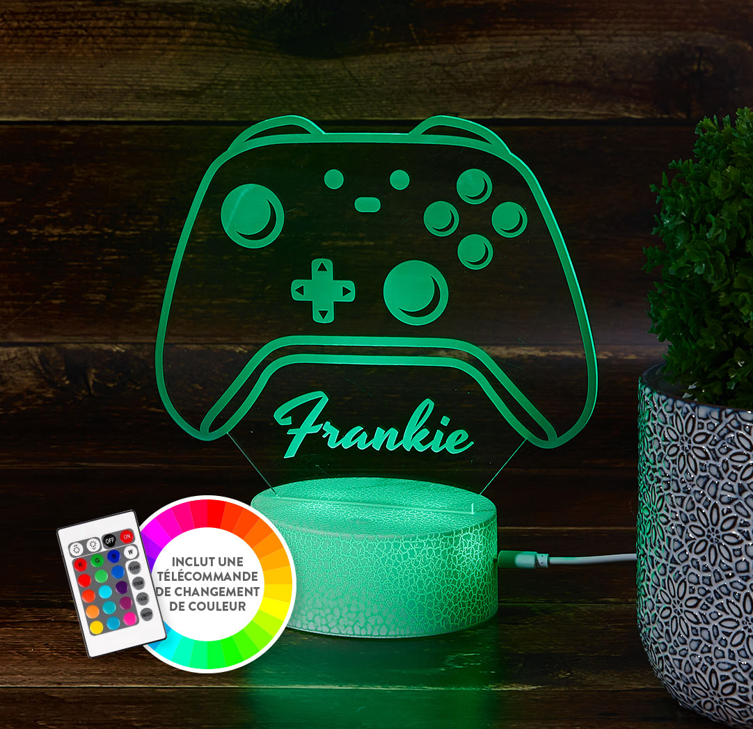 Panneau à DEL personnalisé blanc craquelé - Manette de jeu