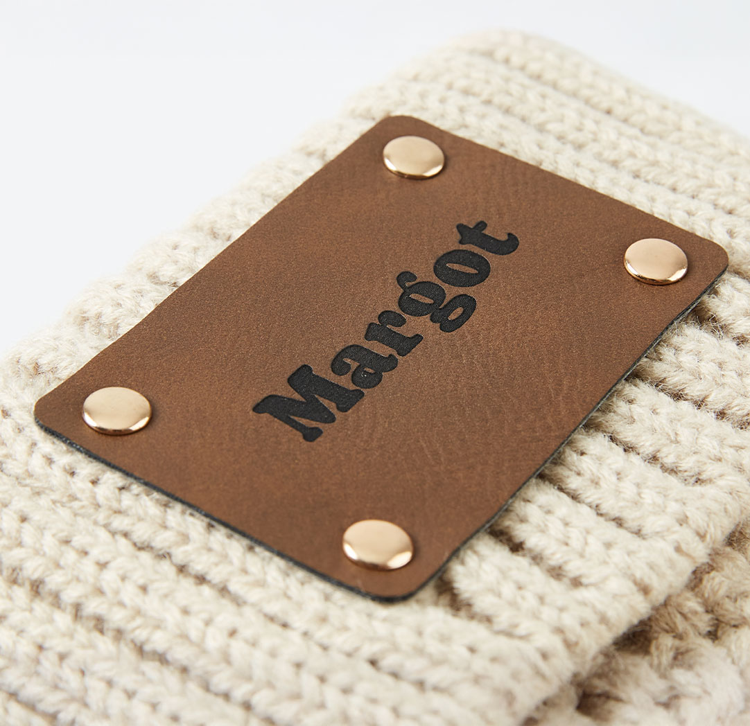 Bas de Noël en tricot personnalisé beige