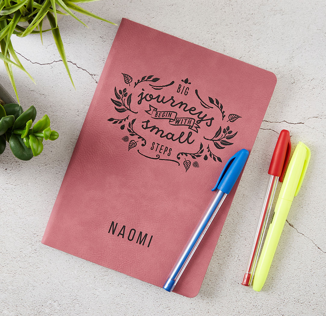Personalized Pink Leather Notebook
