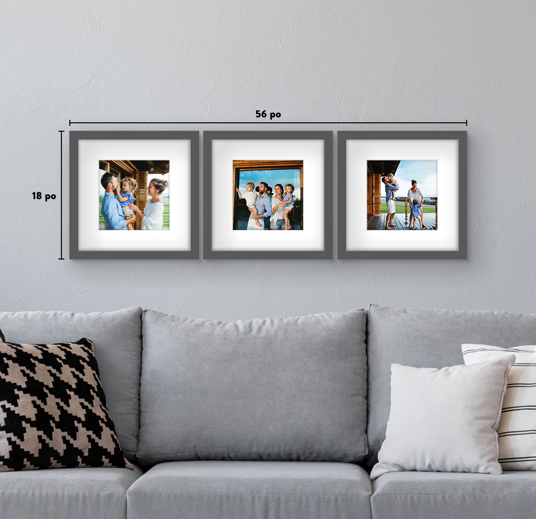 12 x 12 po gris - Ensemble de 3