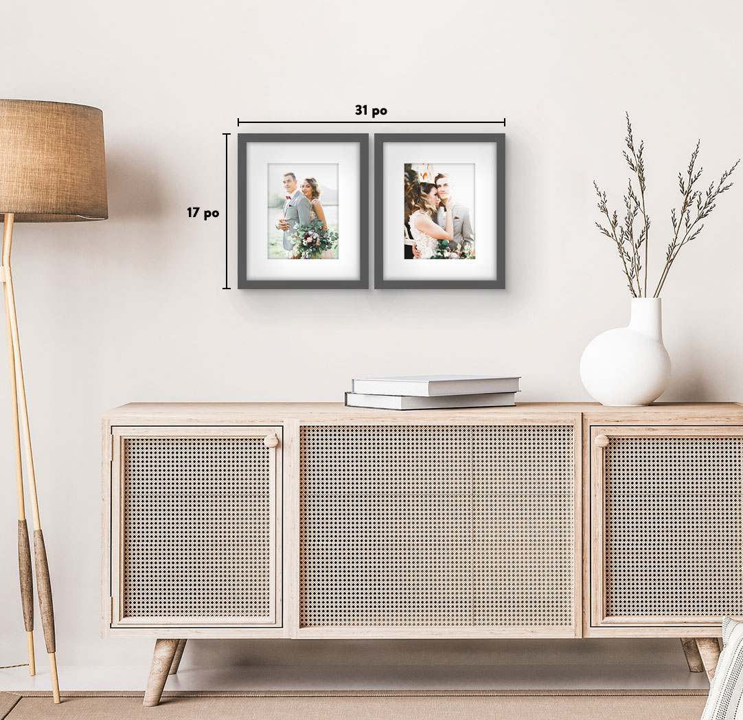 8 x 10 po gris - Ensemble de 2