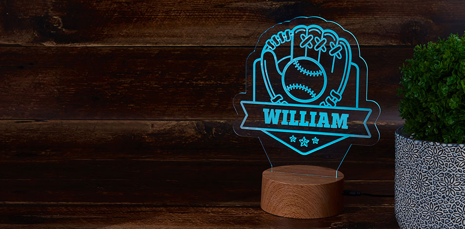 Panneau à DEL personnalisé en bois - Baseball