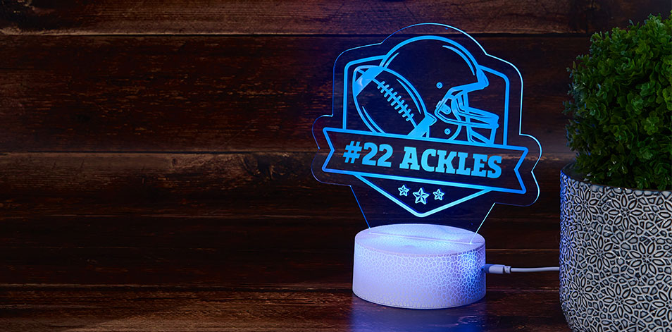 Personalized Cracked White LED Sign - Football