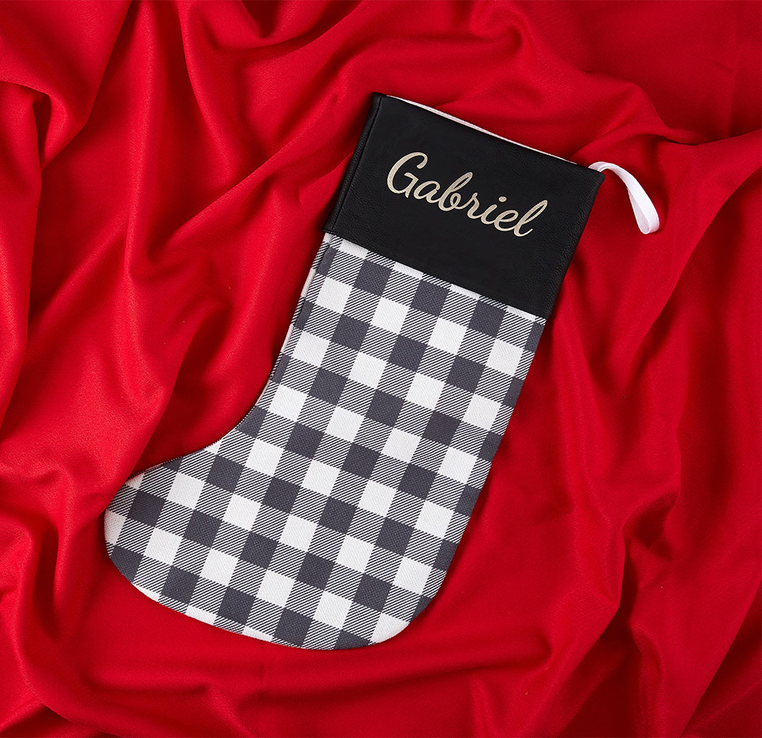 Bas de Noël personnalisé - Plaid gris