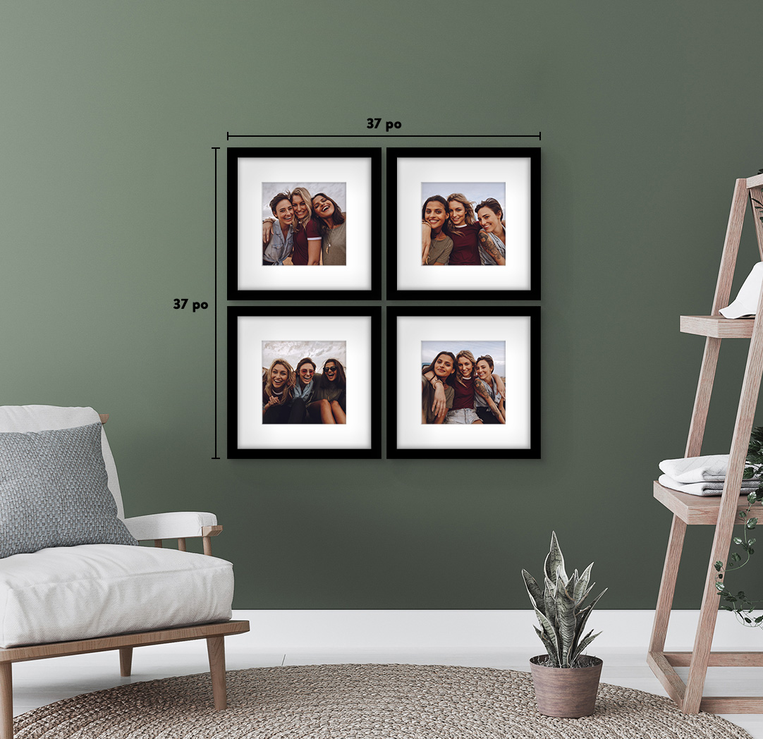 12 x 12 po noir - Ensemble de 4