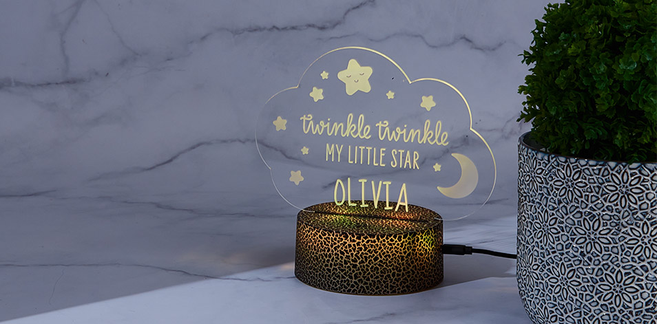 Personalized Cracked Black LED Sign - Twinkle, Twinkle