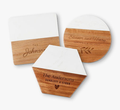 Personalized Marble/Wood Coasters