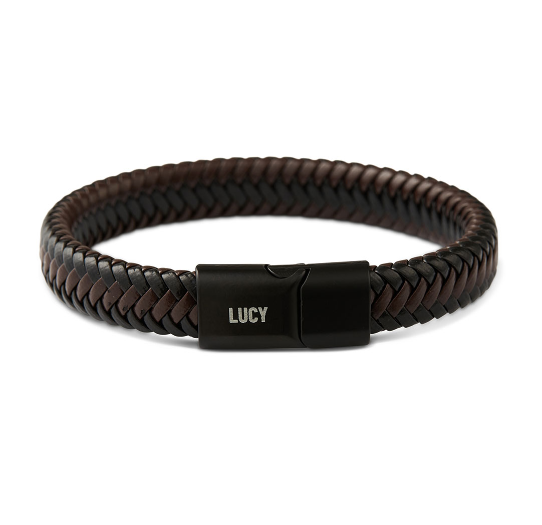 Bracelet tressé en similicuir - marron