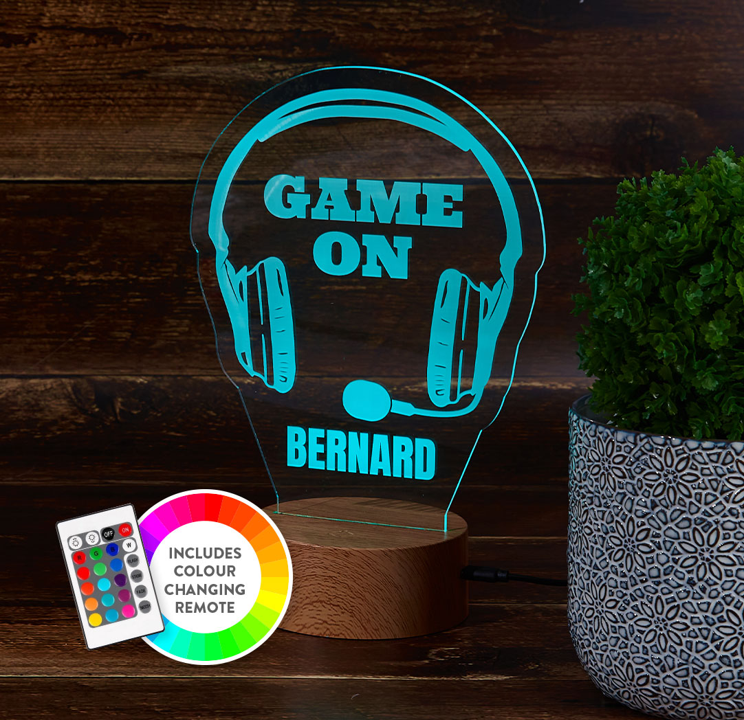 Personalized Wood LED Sign - Gaming Headset