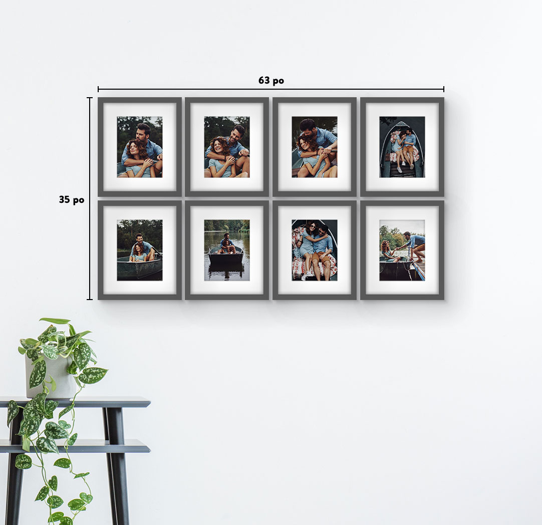 8 x 10 po gris - Ensemble de 8