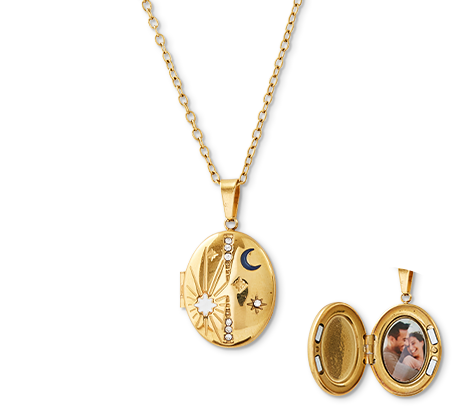Celestial Photo Locket Necklace - Gold Colour