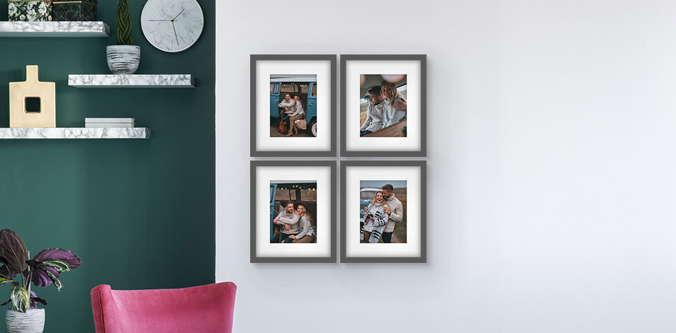 8 x 10 po gris - Ensemble de 4