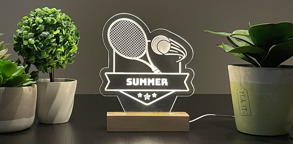 Panneau long à DEL personnalisé en bois - Tennis