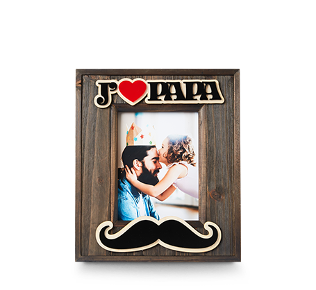 Cadre de bois Moustache 6 x 8 po (Papa)