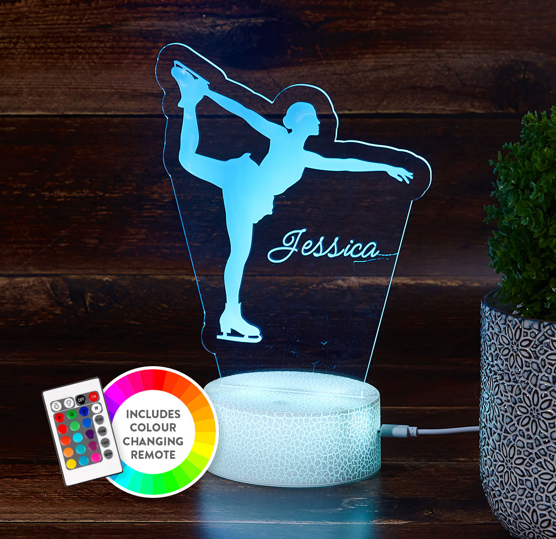 Personalized Cracked White LED Sign - Ice Skater