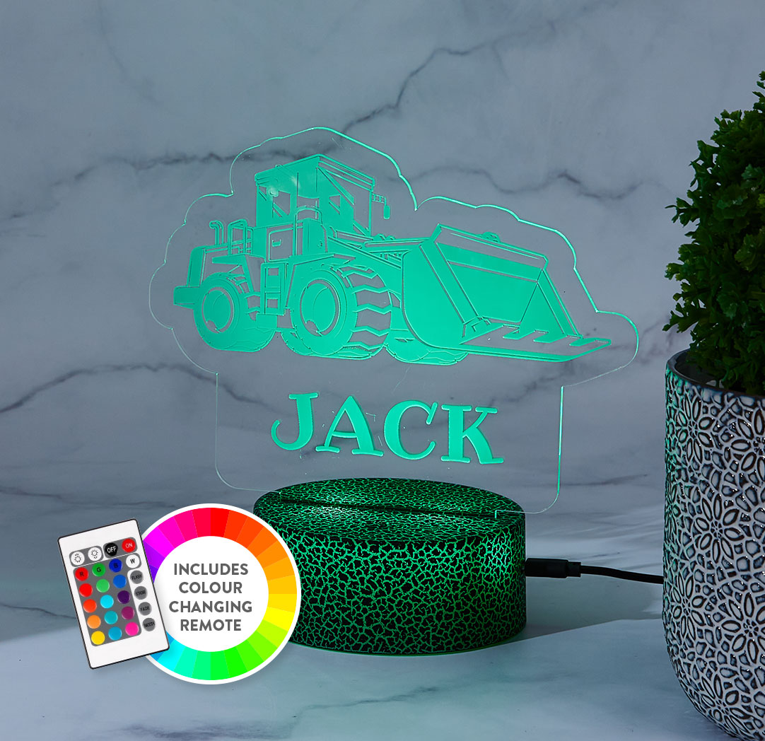 Personalized Cracked Black LED Sign - Bulldozer